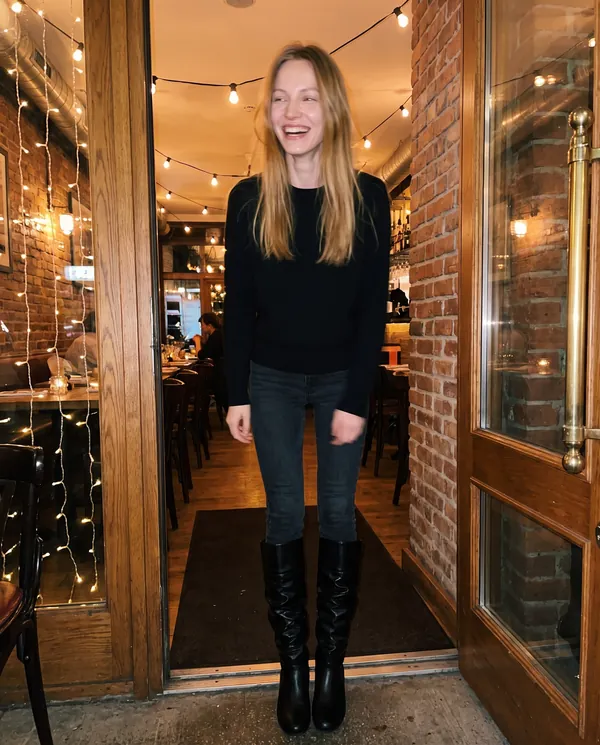 Satin Eve styling: Ruched Slouch Knee-High Boot