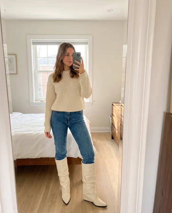Satin Eve styling: Fold-Over Buckle Pointed Boot