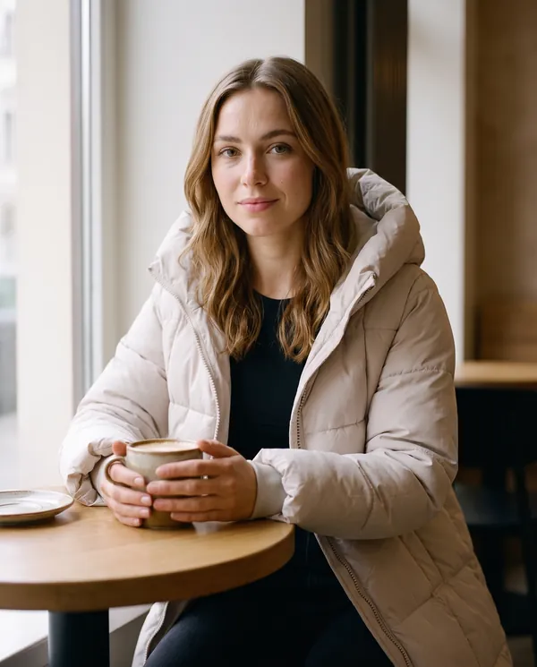 Satin Eve styling: Straight Hooded Puffer Coat