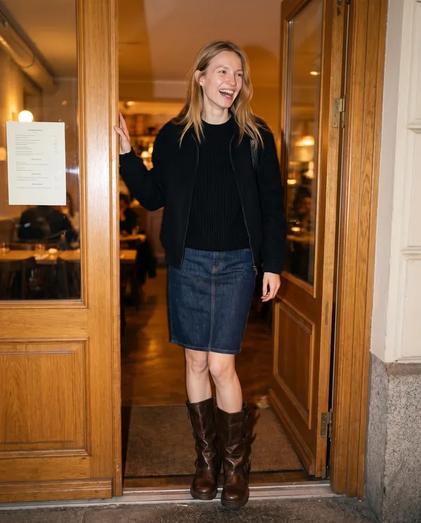 Satin Eve styling: Triple-Buckle Slouch Mid-Calf Boot