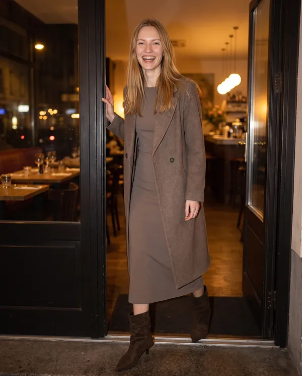 Satin Eve styling: Kitten-Heel Faux Suede Slouch Boot