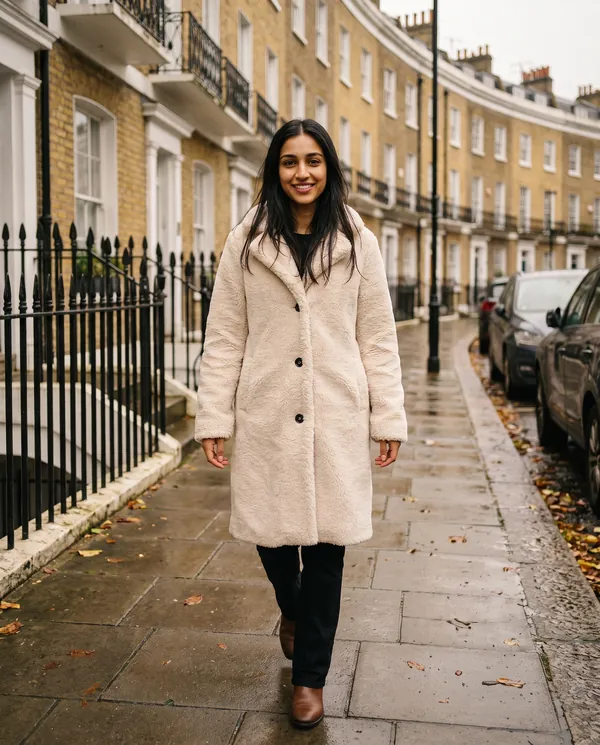 Satin Eve styling: Button-Through Teddy Coat