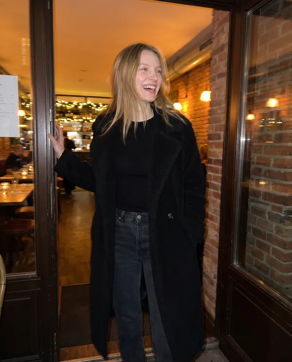 Satin Eve styling: Open-Front Long Teddy Coat