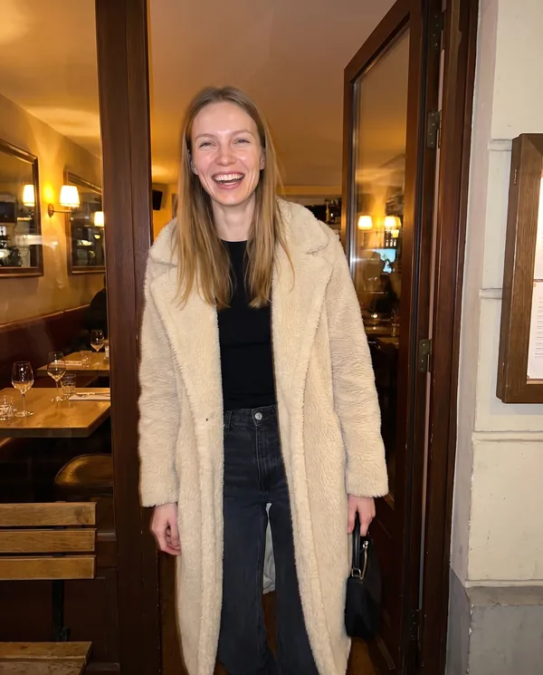 Satin Eve styling: Open-Front Long Teddy Coat