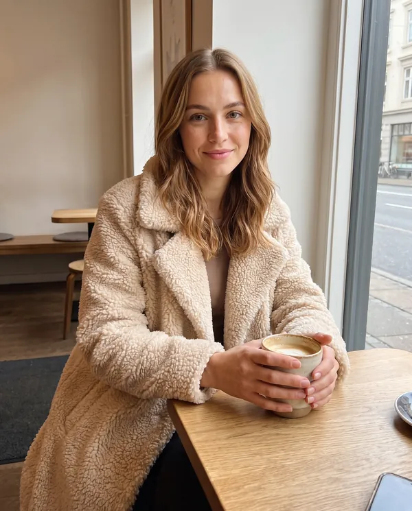 Satin Eve styling: Open-Front Long Teddy Coat