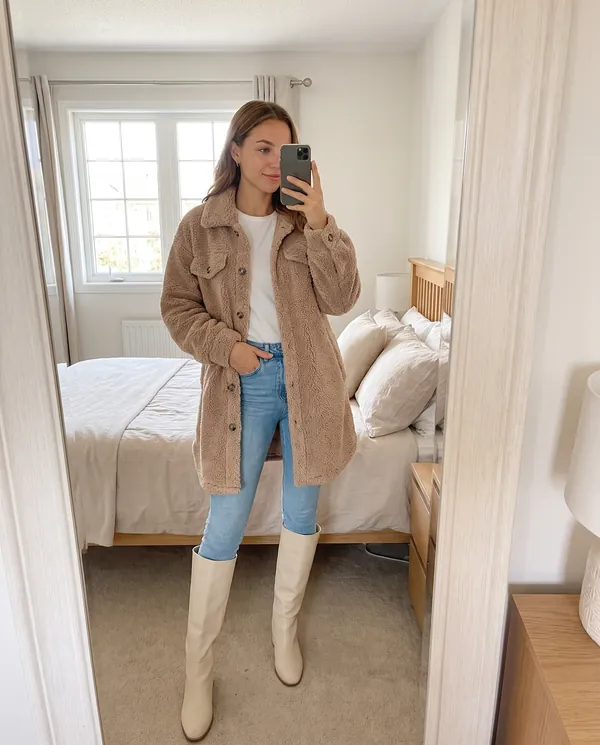 Satin Eve styling: Teddy Shirt Coat