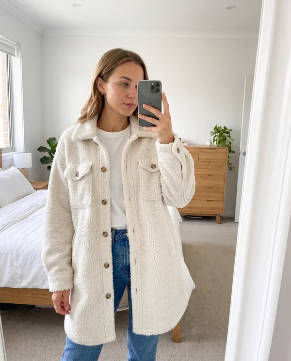 Satin Eve styling: Teddy Shirt Coat