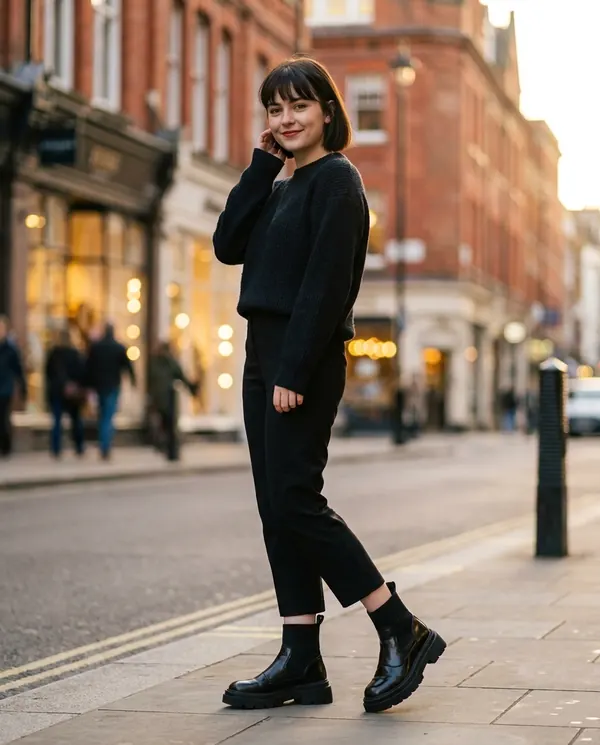 Satin Eve styling: Chunky Platform Chelsea Boot