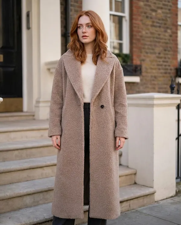 Satin Eve styling: Maxi Teddy Coat