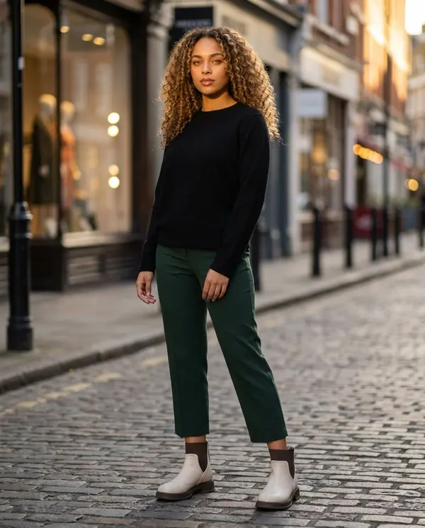 Satin Eve styling: Knit-Panel Chelsea Ankle Boot