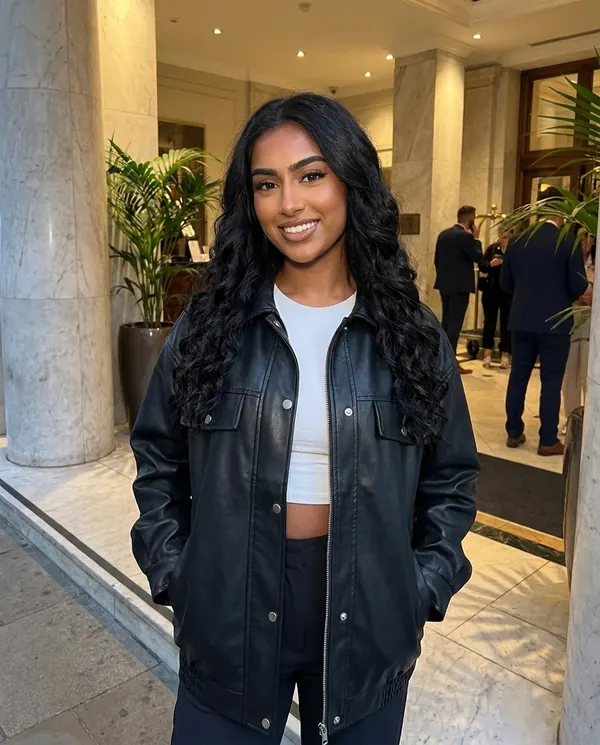Satin Eve styling: Faux Leather Oversized Snap Shacket