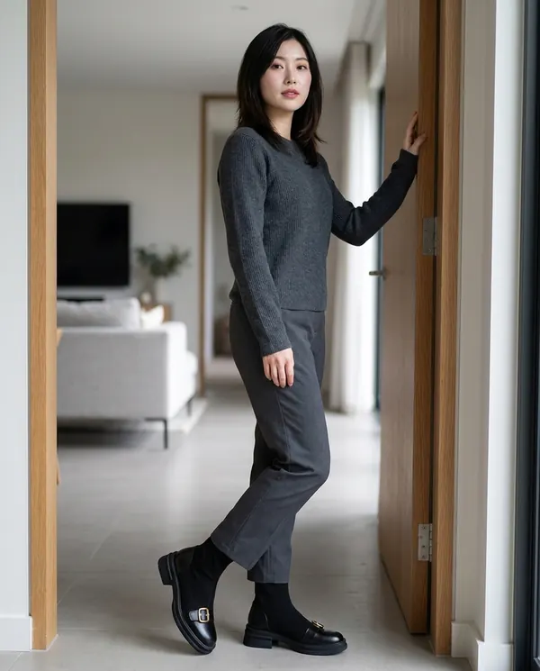 Satin Eve styling: Sock Ankle Boot with Buckle Toe-Cap
