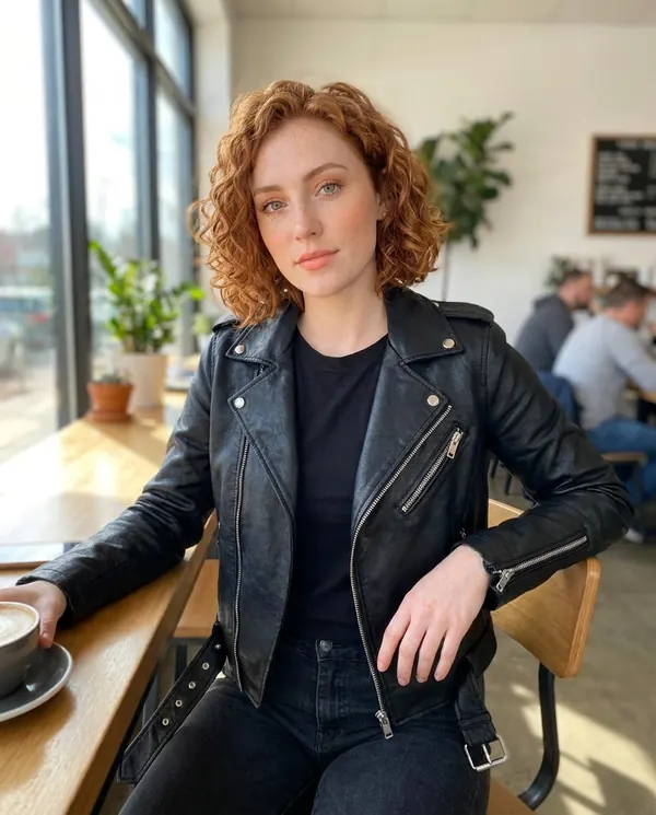 Satin Eve styling: Faux Leather Belted Biker Jacket