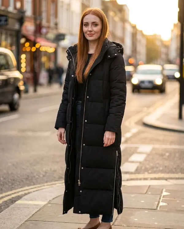 Satin Eve styling: Maxi Puffer Coat with Side Zips