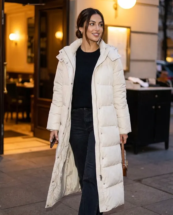 Satin Eve styling: Maxi Puffer Coat with Side Zips