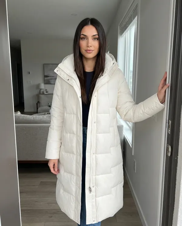 Satin Eve styling: Belted Quilted Puffer Coat
