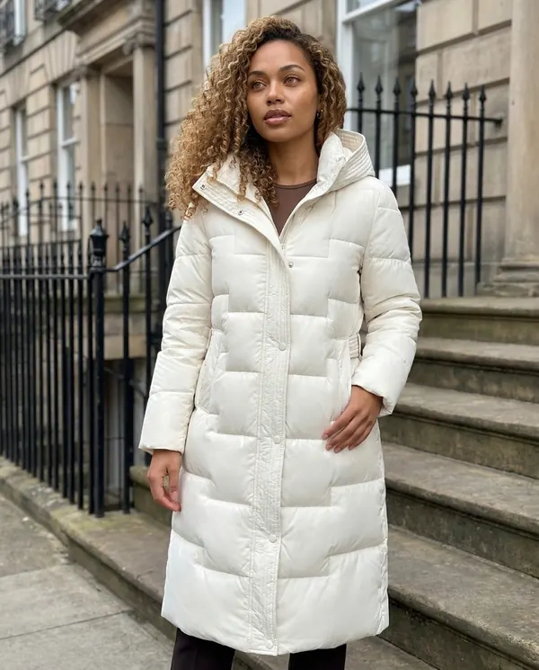 Satin Eve styling: Belted Quilted Puffer Coat