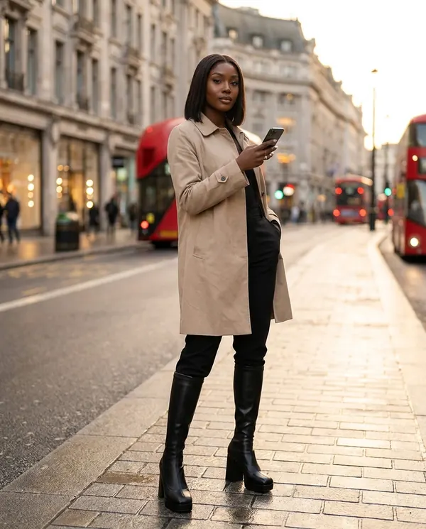 Satin Eve styling: Platform Stretch Knee-High Boot