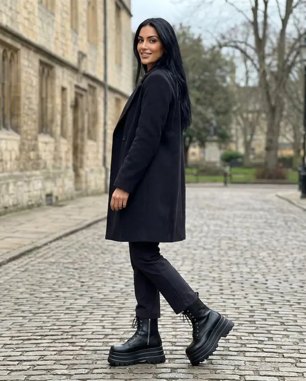 Satin Eve styling: Lace-Up Platform Ankle Boot