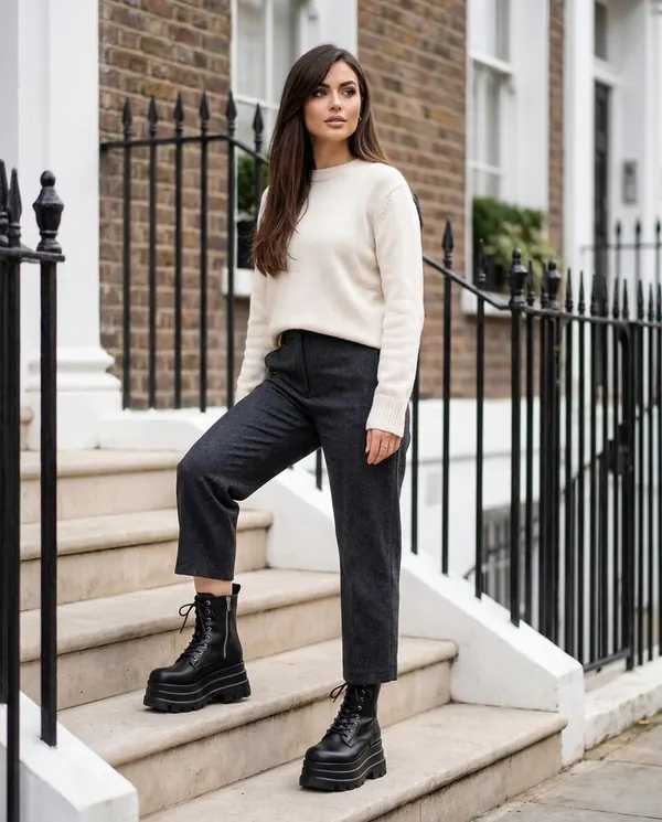 Satin Eve styling: Lace-Up Platform Ankle Boot