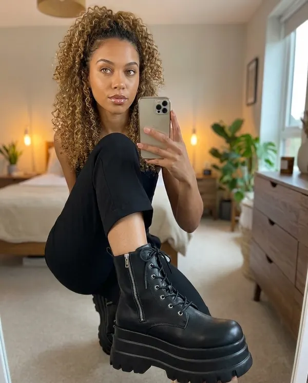 Satin Eve styling: Lace-Up Platform Ankle Boot