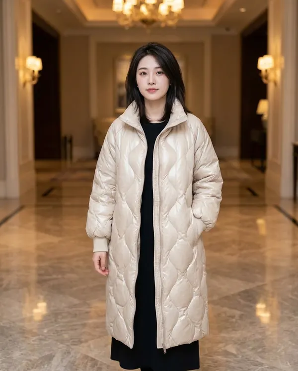 Satin Eve styling: Glossy Quilted Puffer Coat