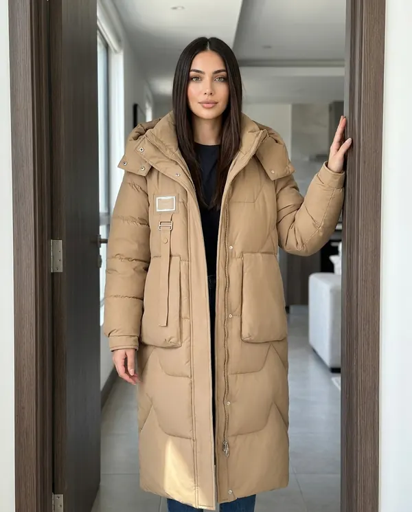 Satin Eve styling: Hooded Puffer Coat with Patch Pockets