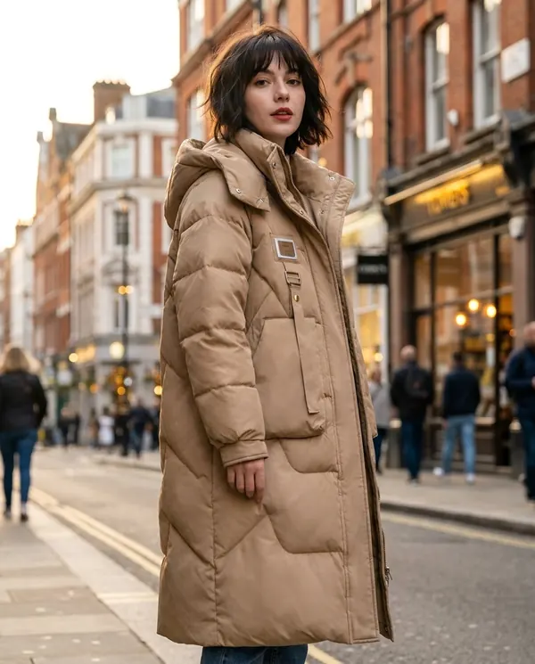 Satin Eve styling: Hooded Puffer Coat with Patch Pockets