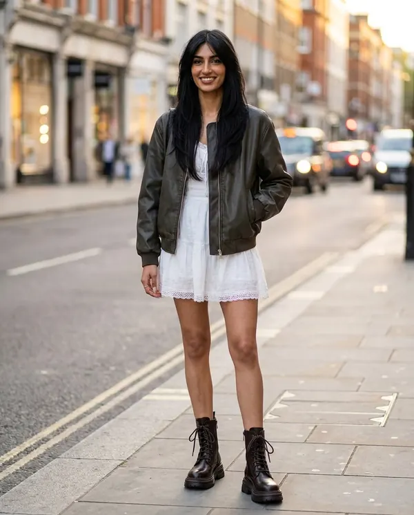 Satin Eve styling: Chunky Lace-Up Combat Ankle Boot