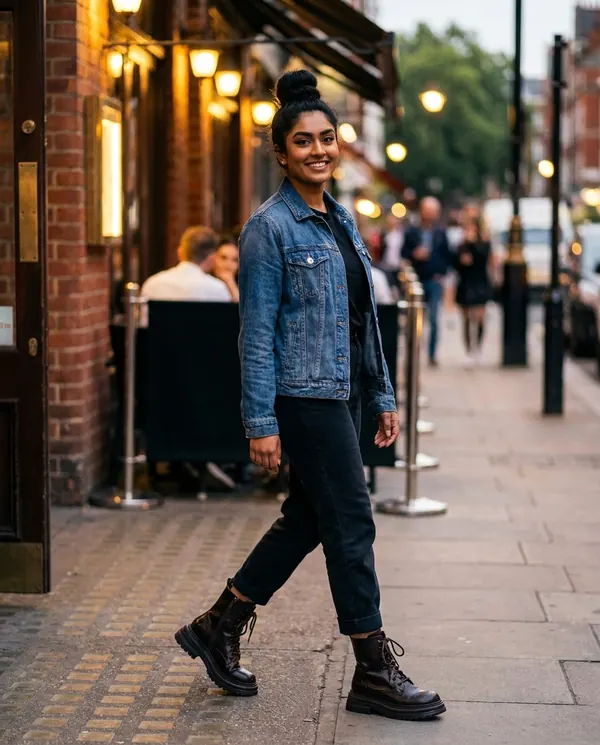 Satin Eve styling: Chunky Lace-Up Combat Ankle Boot