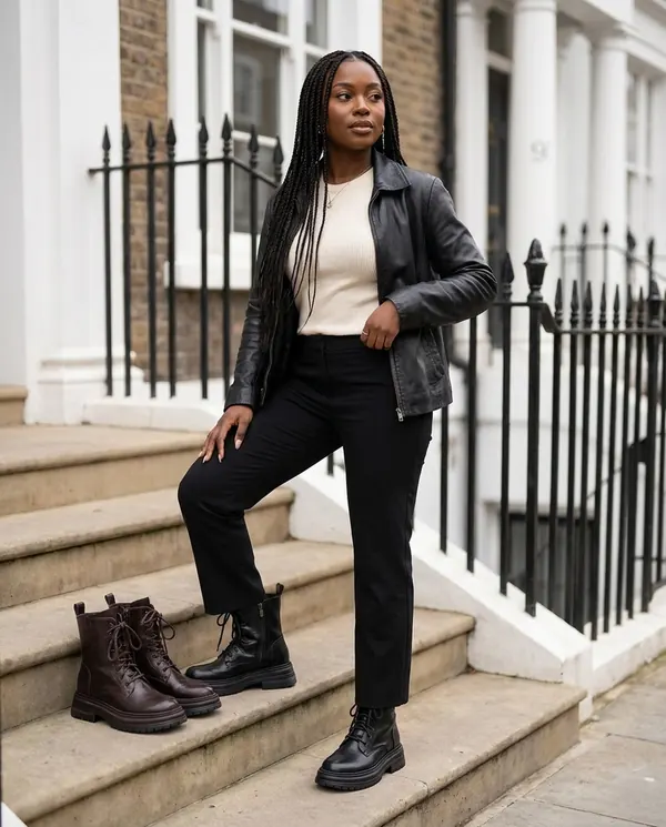 Satin Eve styling: Chunky Lace-Up Combat Ankle Boot