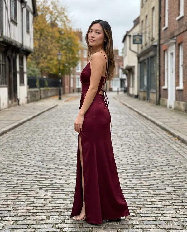 Satin Eve styling: Stretch Satin Wrap Maxi Dress
