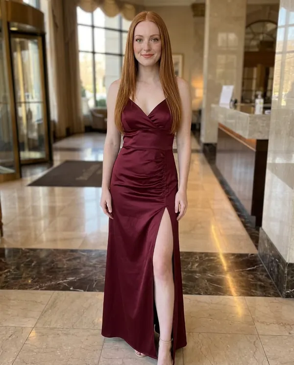 Satin Eve styling: Stretch Satin Wrap Maxi Dress