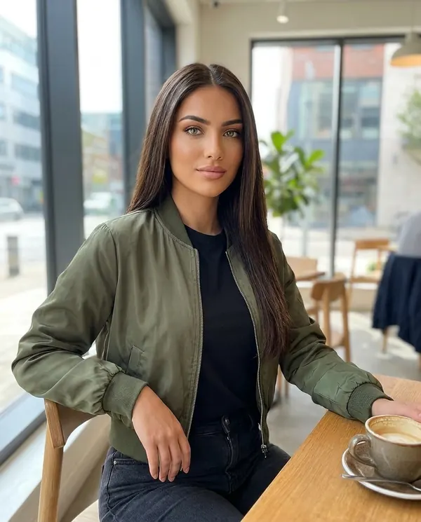 Satin Eve styling: Satin-Finish Cropped Bomber Jacket