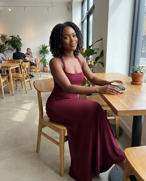 Satin Eve styling: Square-Neck Lace-Up Back Maxi Dress
