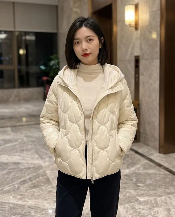 Satin Eve styling: Quilted Puffer Jacket with Knit Hood