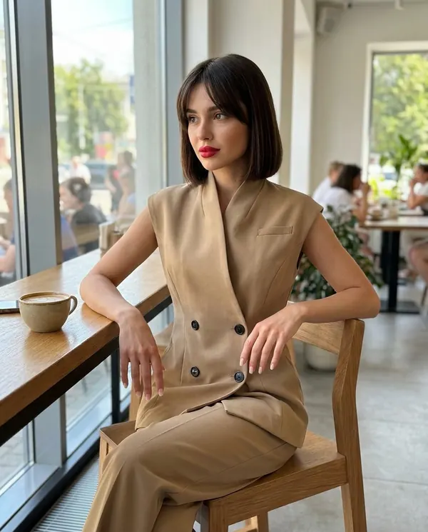 Satin Eve styling: Double-Breasted Waistcoat and Trouser Set