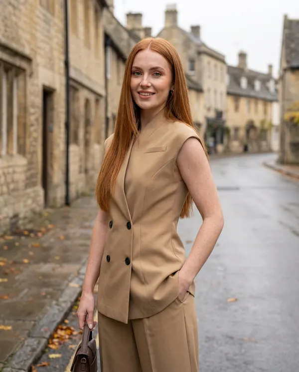 Satin Eve styling: Double-Breasted Waistcoat and Trouser Set