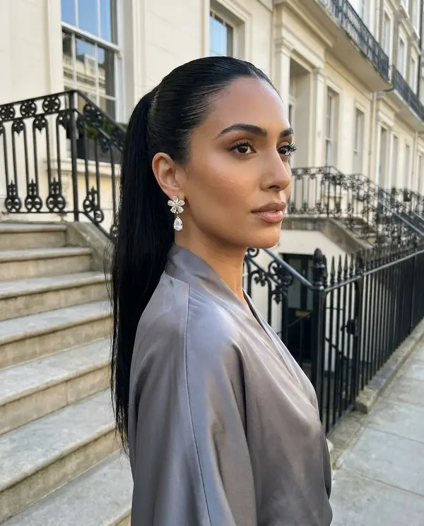 Satin Eve styling: Crystal Flower Drop Earrings