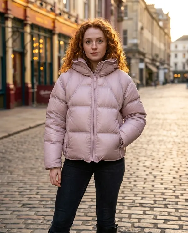 Satin Eve styling: Short Hooded Puffer Jacket