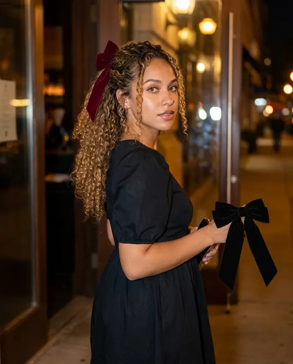Satin Eve styling: Velvet Bow Hair Barrette