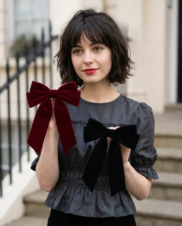 Satin Eve styling: Velvet Bow Hair Barrette