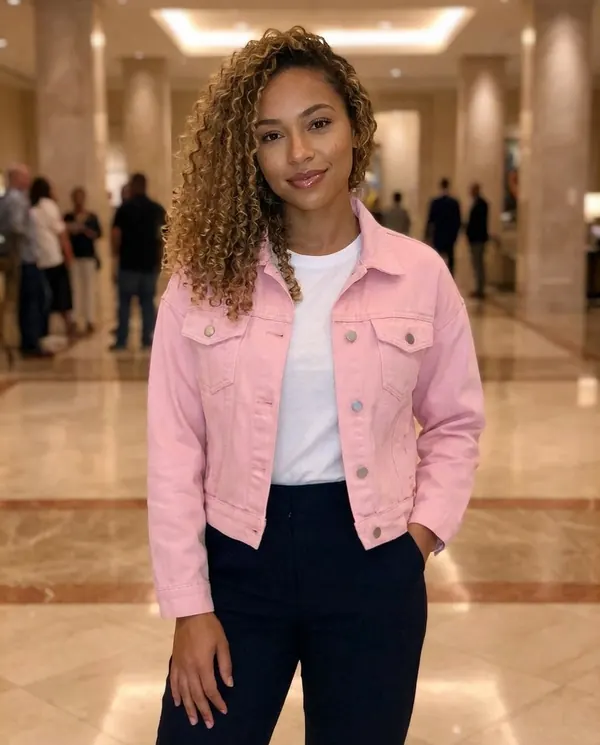Satin Eve styling: Cropped Denim Trucker Jacket