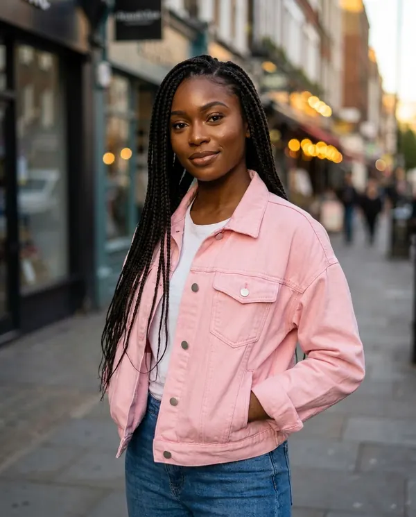 Satin Eve styling: Cropped Denim Trucker Jacket