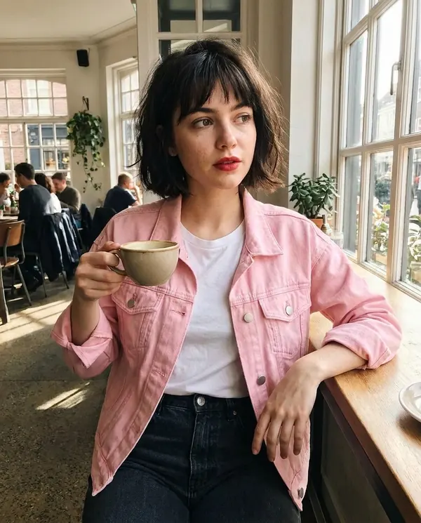Satin Eve styling: Cropped Denim Trucker Jacket