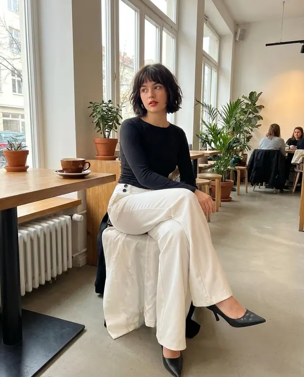 Satin Eve styling: Low-Rise Tailored Wide-Leg Trousers