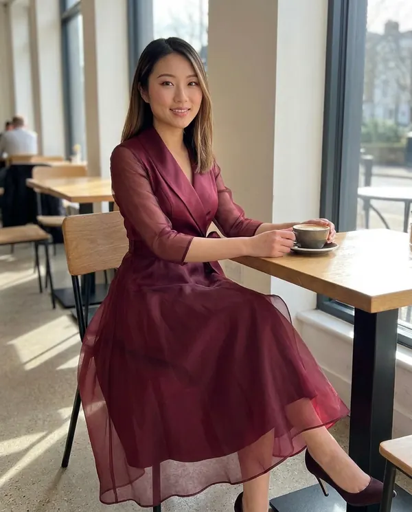 Satin Eve styling: Satin and Organza Wrap Midi Dress