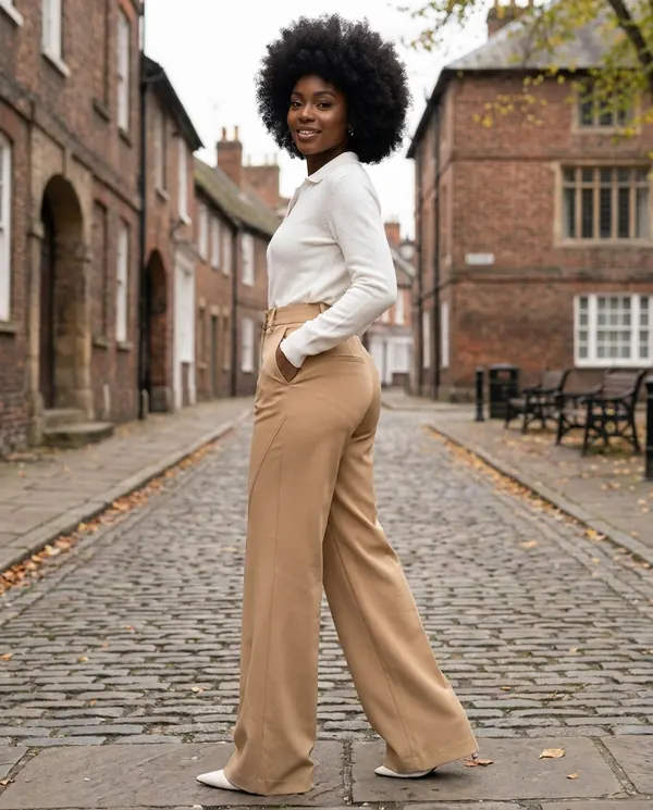 Satin Eve styling: High-Waist Flared Tailored Trousers