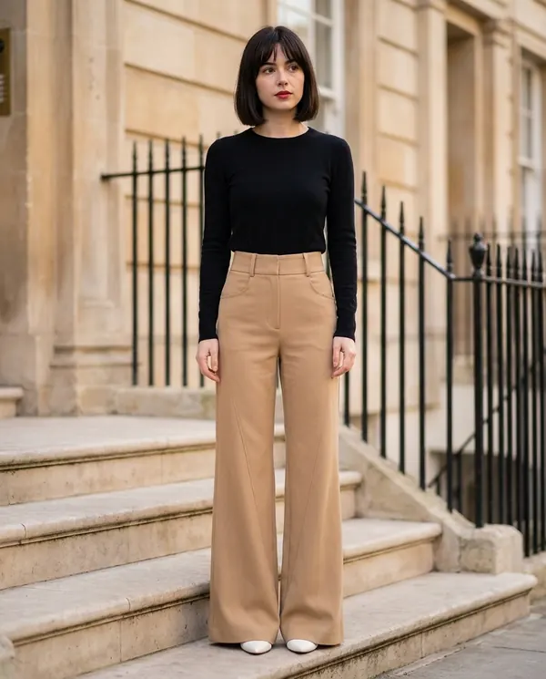 Satin Eve styling: High-Waist Flared Tailored Trousers