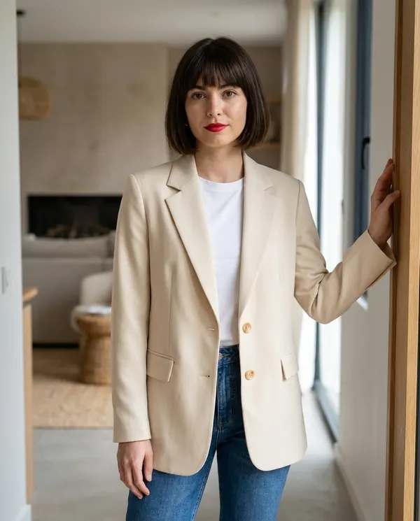 Satin Eve styling: Tailored Single-Breasted Blazer